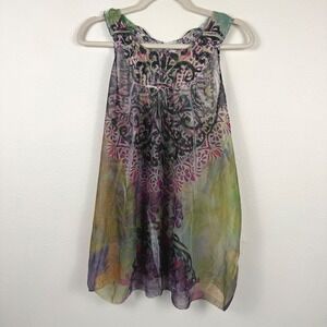 Sheer Boho Fairycore Tank Top Y2K Festival Floral Fits Like Medium